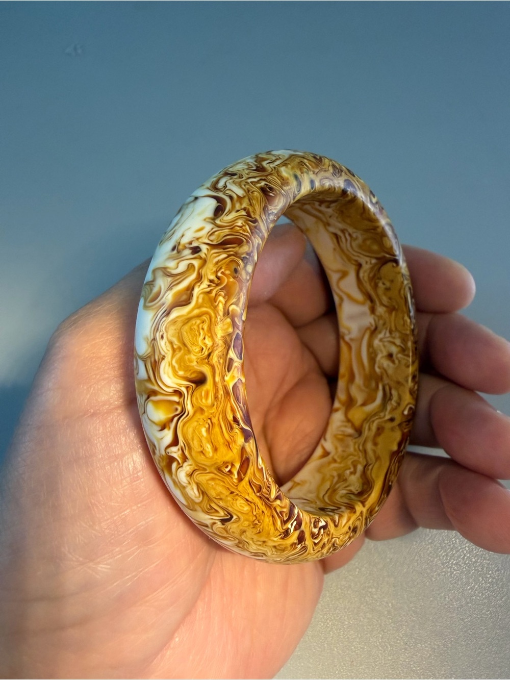 59mm Marbled Amber Tree Resin Bangle Bracelet